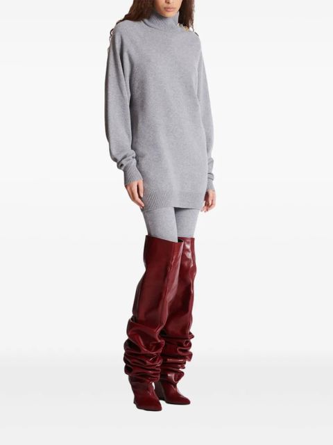 Balmain high-neck button-embellished jumper dress - Grey