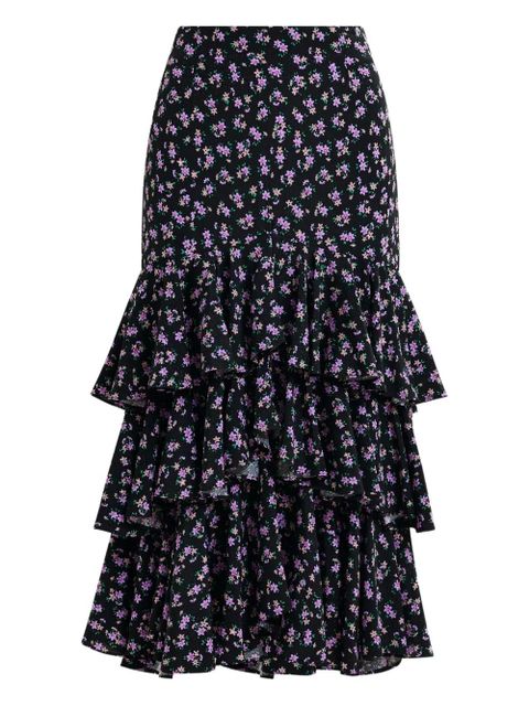 Essentiel Antwerp floral-print tiered ruffle skirt - Black - zdjęcie produktu nr 1