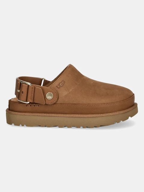UGG klapki nubukowe Goldenstar Villa Clog damskie kolor brązowy na platformie 1169590-CHE - zdjęcie produktu nr 2