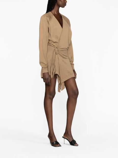 The Attico Hurely wrap minidress - Brown