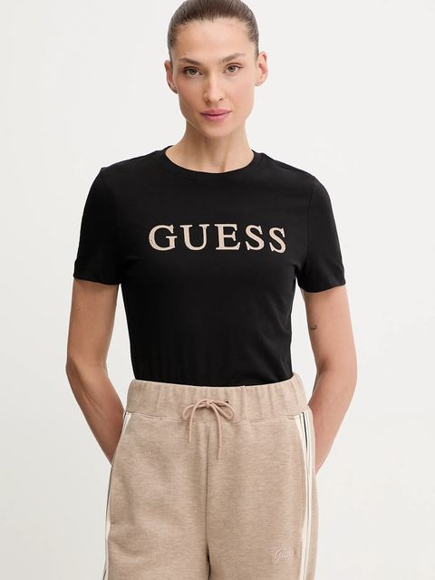 Guess t-shirt bawełniany CLELIA damski kolor czarny V5BI10 I3Z14