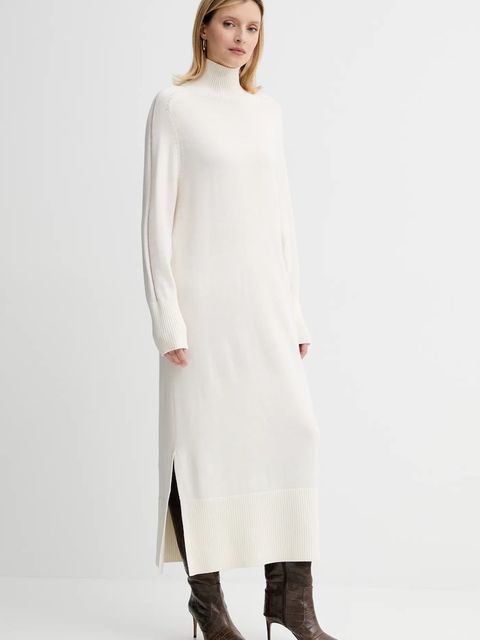 BOSS Orange sukienka z wełną kolor beżowy maxi prosta 50548961 - zdjęcie produktu nr 1