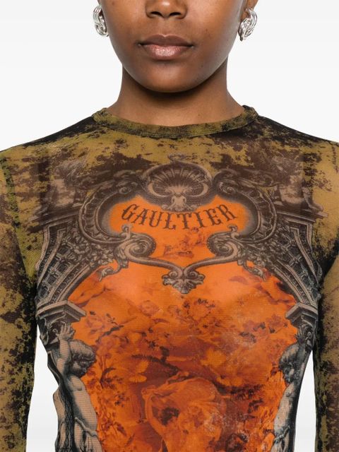 Jean Paul Gaultier graphic-print maxi dress - Orange