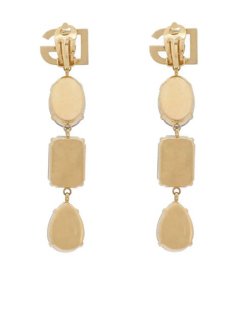 Dolce & Gabbana logo-plaque crystal-embellished earrings - Gold