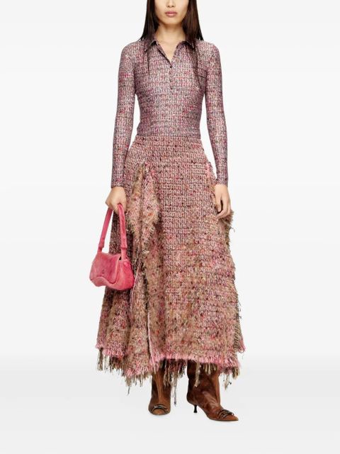 Diesel bouclé frayed asymmetrical skirt - Pink