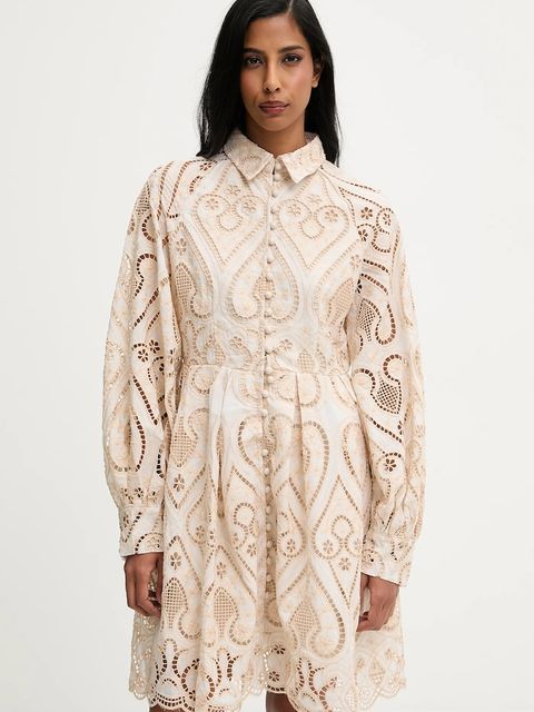 Answear.LAB sukienka bawełniana kolor beżowy mini rozkloszowana - zdjęcie produktu nr 1