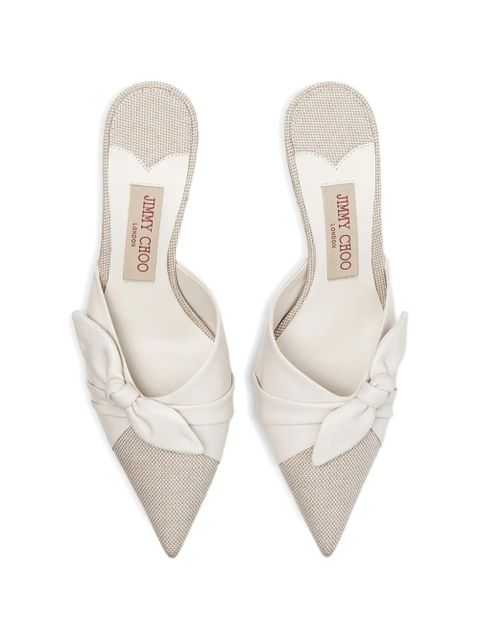 Jimmy Choo bow pointed mules - White