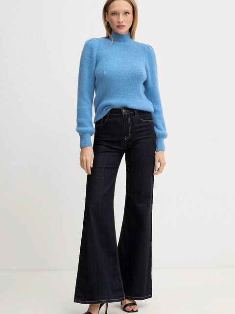 Morgan sweter z dodatkiem wełny damski kolor niebieski z golfem MLEONAR - zdjęcie produktu nr 2