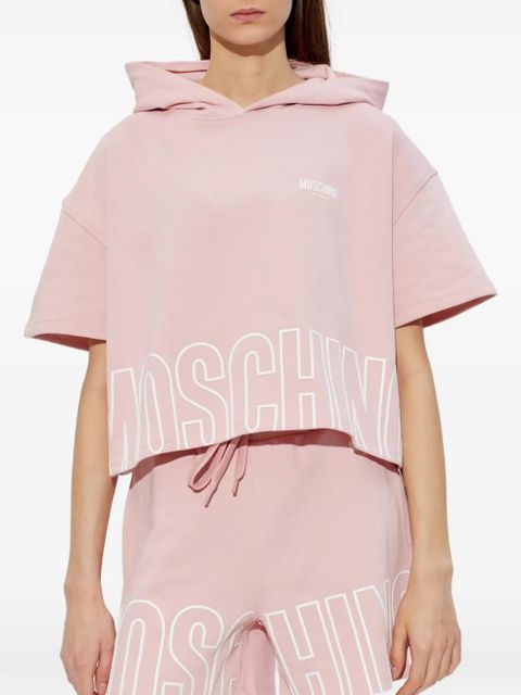 Moschino logo-detail short-sleeve hoodie - Pink