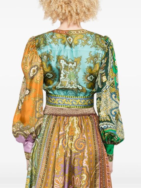 ALEMAIS paisley-print tie-front top - Green