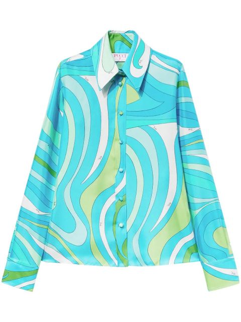 PUCCI Marmo-print silk shirt - Blue - zdjęcie produktu nr 1