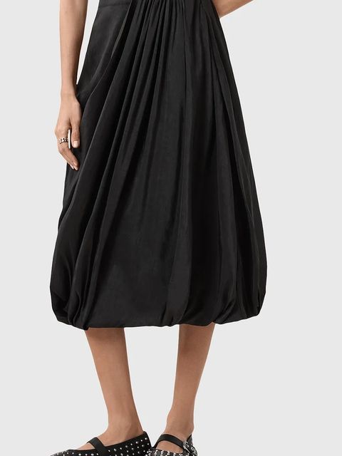 AllSaints spódnica NIA kolor czarny midi rozkloszowana W001RD - zdjęcie produktu nr 2