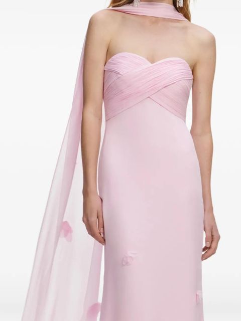 Self-Portrait floral-appliqué strapless maxi dress - Pink