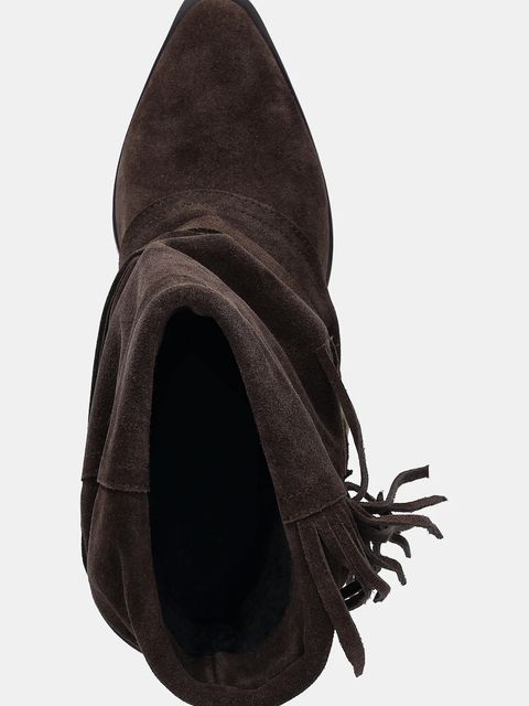 Answear.LAB botki zamszowe kolor brązowy na słupku