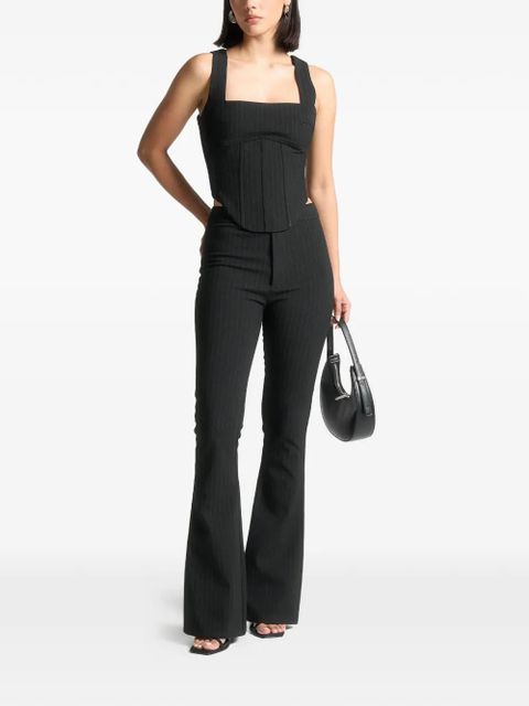 Manière De Voir square-neck pinstripe corset top - Black