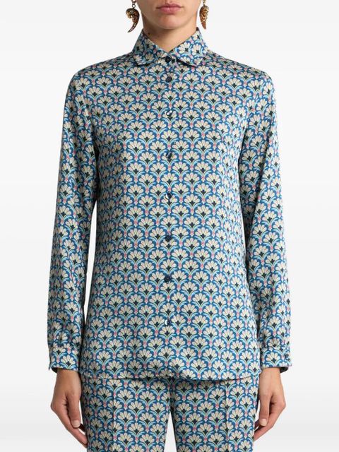 ETRO palm-motif shirt - Blue