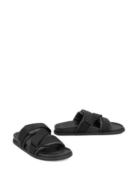 Moncler Mon Summer double-strap leather sandals - Black