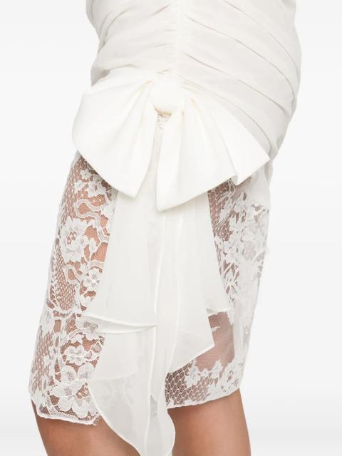 Alessandra Rich draped lace mini dress - White