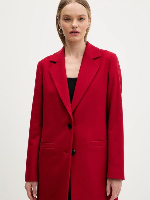 HUGO płaszcz z wełną kolor czerwony 50547691