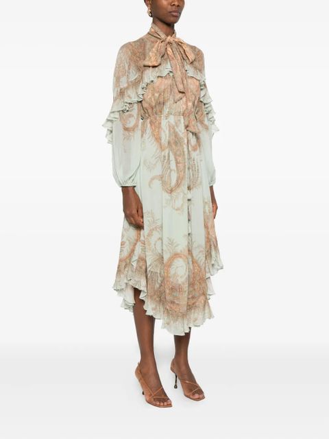 ZIMMERMANN paisley-print ruffled dress - Blue