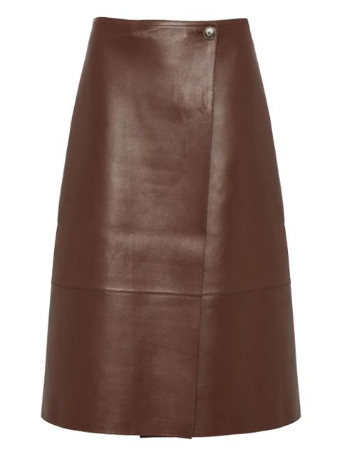 Yves Salomon leather wrap midi skirt - Brown - zdjęcie produktu nr 1