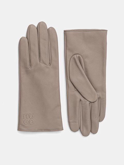 HUGO rękawiczki skórzane damskie kolor beżowy 50526921 - zdjęcie produktu nr 1