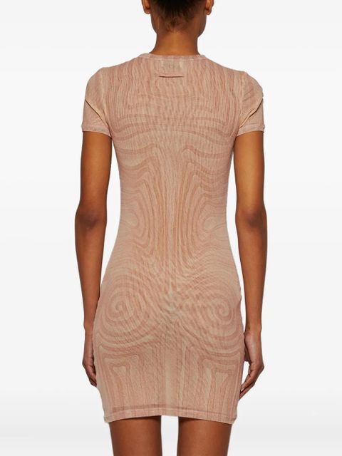 Jean Paul Gaultier spiral-print mesh mini dress - Neutrals