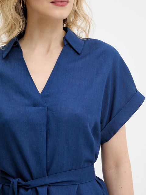 Answear.LAB sukienka z kaszmirem kolor granatowy mini rozkloszowana