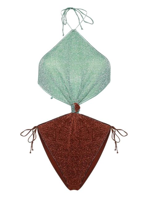 Oséree halterneck lurex knotted swimsuit - Green - zdjęcie produktu nr 1