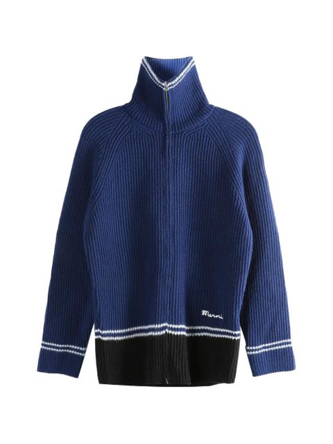 Marni zip-up roll-neck cardigan - Blue - zdjęcie produktu nr 1