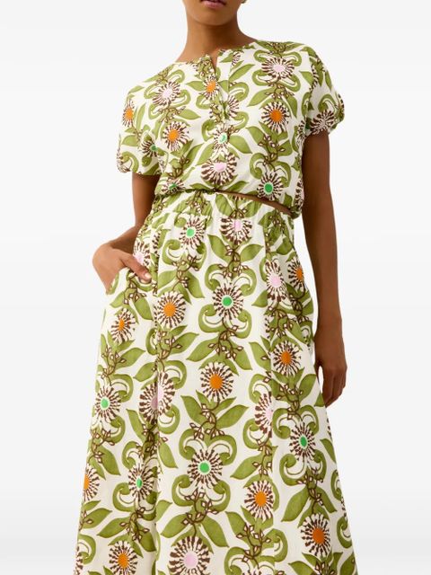 Marie Oliver Jaylen floral-print cropped top - Neutrals