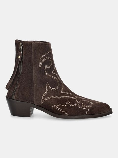 Answear.LAB kowbojki zamszowe kolor brązowy na słupku