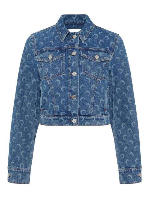 Marine Serre Moon-print denim jacket - Blue