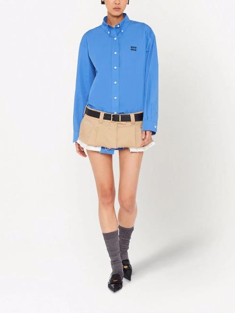 Miu Miu oversized cotton poplin shirt - Blue - zdjęcie produktu nr 2