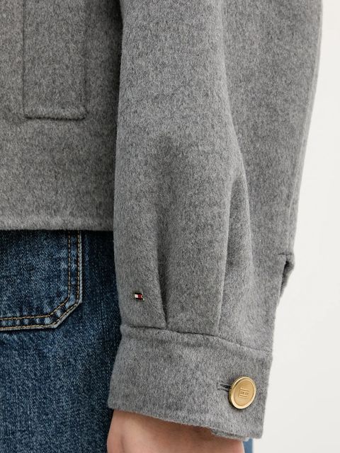 Tommy Hilfiger płaszcz z dodatkiem wełny kolor szary WW0WW47759