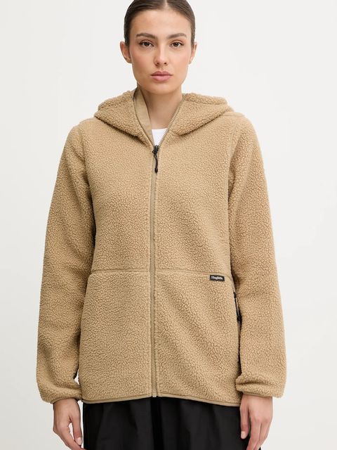 Haglöfs bluza polarowa Funäs damska kolor brązowy z kapturem gładka 607818 - zdjęcie produktu nr 1