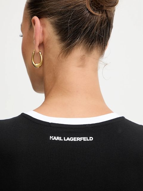 Karl Lagerfeld t-shirt bawełniany damski kolor czarny B1W17027
