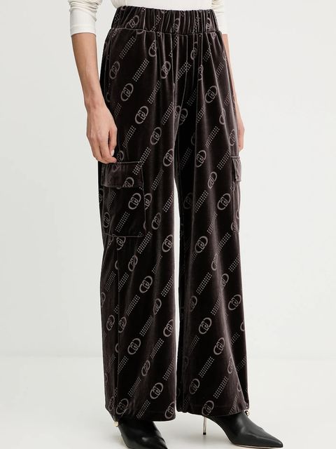 Liu Jo spodnie dresowe welurowe damskie kolor brązowy wzorzyste TF5111.J4955 - zdjęcie produktu nr 1