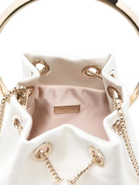 Jimmy Choo Bon Bon ring-handle clutch mini bag - White