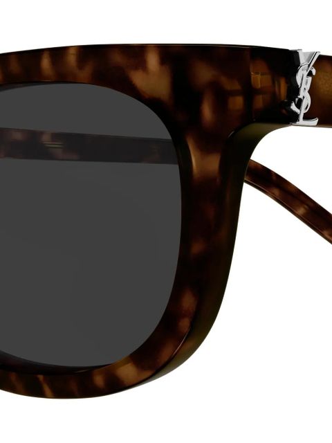 Saint Laurent Eyewear rectangle-frame logo-plaque sunglasses - Brown