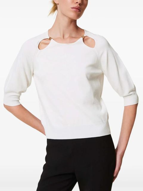 TWINSET Oval T-plaque cut-out sweater - White - zdjęcie produktu nr 2