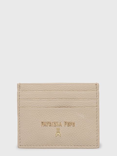 Patrizia Pepe etui na karty skórzane kolor beżowy CQ7001 L001