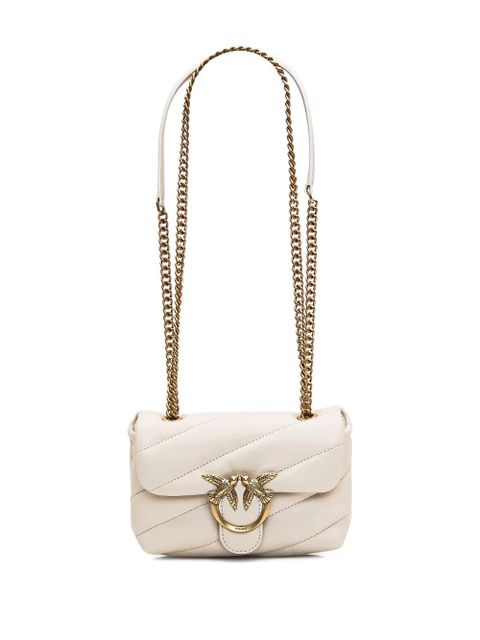 PINKO Love Birds-buckle quilted shoulder bag - White
