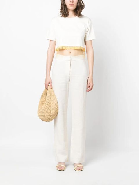 Lanvin fringed cropped T-shirt - Neutrals - zdjęcie produktu nr 2