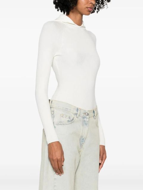 Maje long-sleeved hooded bodysuit - Neutrals