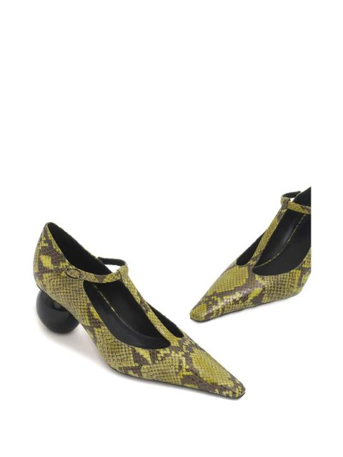 Marni 60mm python-print T-bar pumps - 00V07 Lightlime