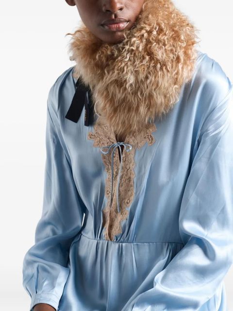 Prada lace-trim midi dress - Blue