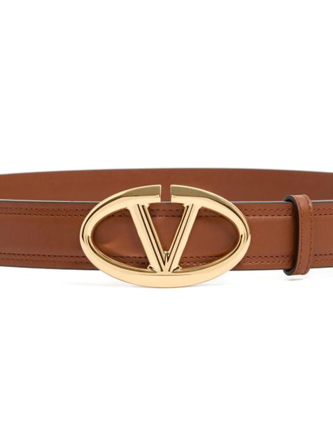 Valentino Garavani VLogo The Bold Edition belt in shiny calfskin 30 mm - Brown