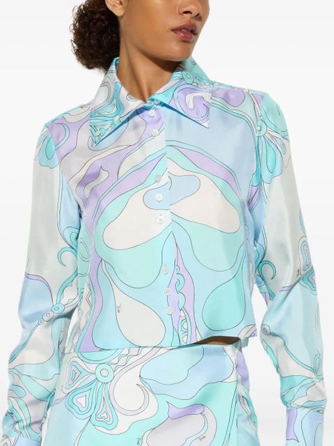 PUCCI orchidee-print silk shirt - Blue