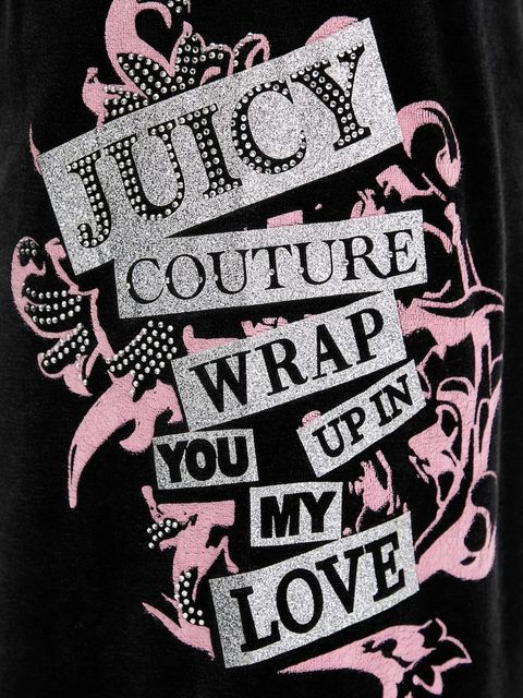 Juicy Couture spodnie dresowe welurowe Wrap You Up damskie kolor czarny z nadrukiem JCNBJ126452